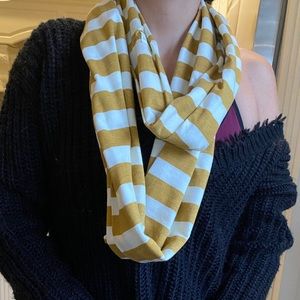 Yellow striped infinity scarf